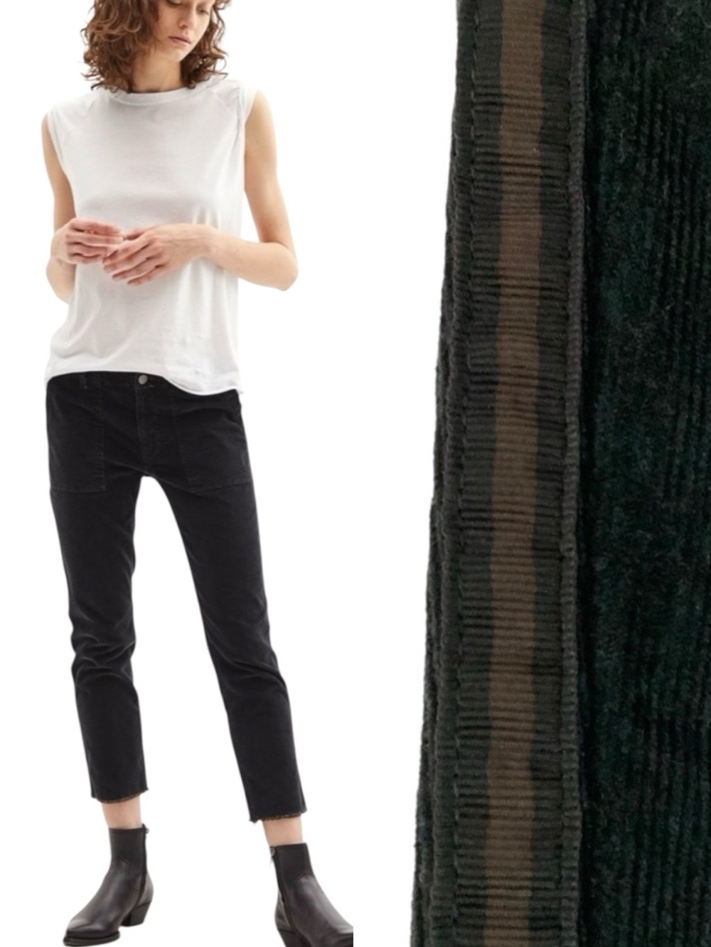 NILI LOTAN Corduroy Jenna Pants Tape Black Gold Size 2